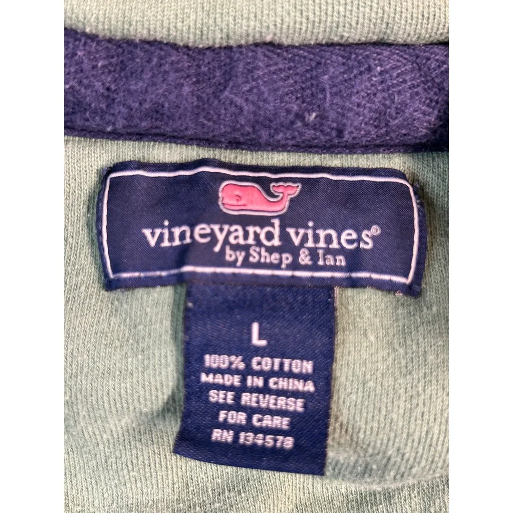 Vineyard Vines Mens Quarter Zip Pullover Sweatshirt Green Blue Large - Picture 5 of 7